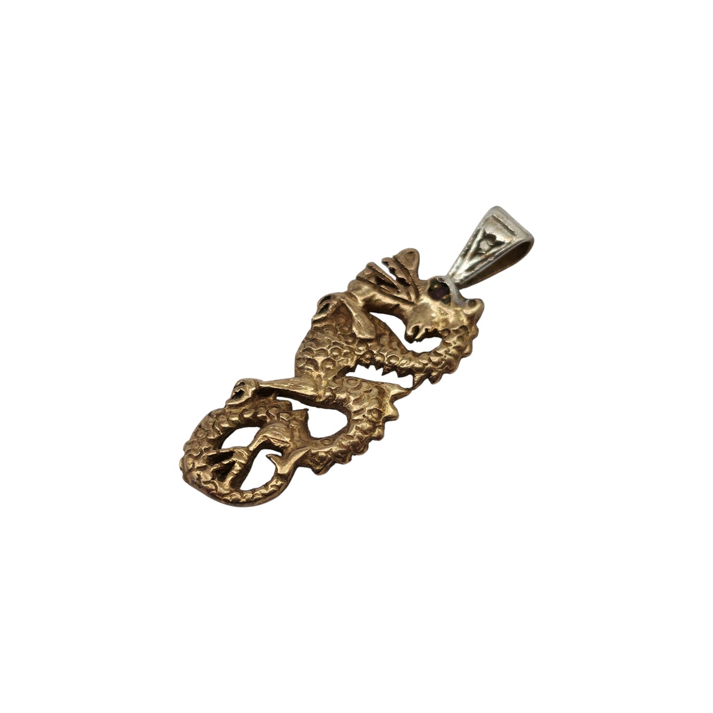 Westminster 9ct 375 Yellow Gold Dragon Pendant With Ruby & Diamond L 3.0 cm 2.2 g.