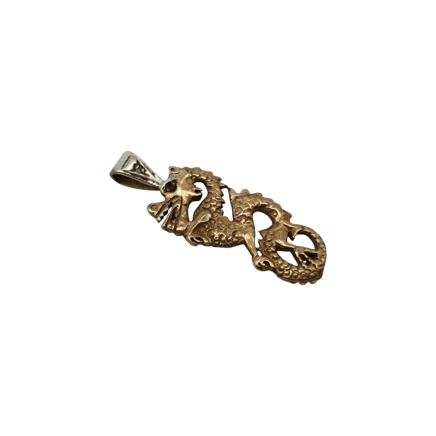 Westminster 9ct 375 Yellow Gold Dragon Pendant With Ruby & Diamond L 3.0 cm 2.2 g.