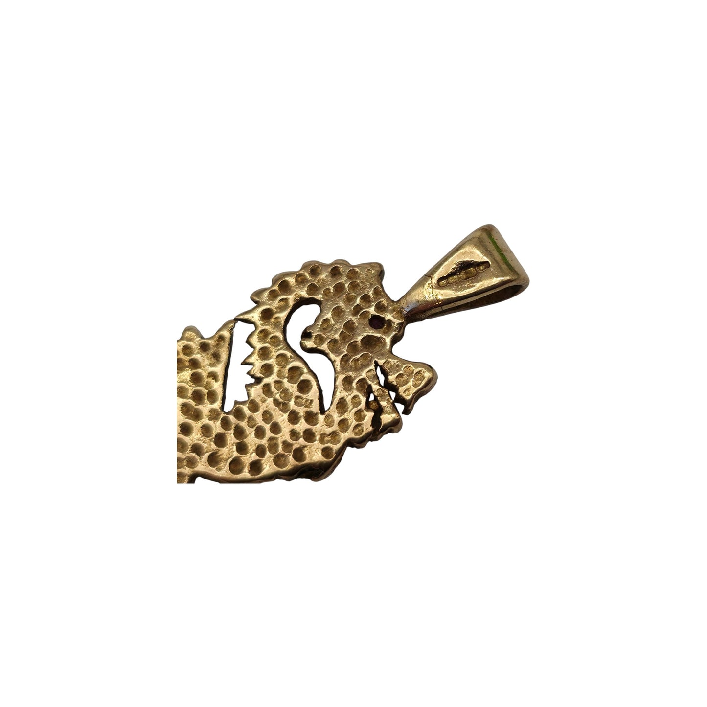 Westminster 9ct 375 Yellow Gold Dragon Pendant With Ruby & Diamond L 3.0 cm 2.2 g.