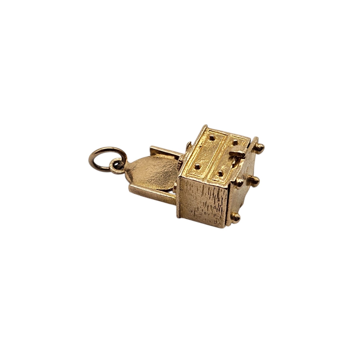 Rare 9ct 375 Yellow Gold Turtle In Dressing Table Opening Charm c.1960's L 1.5 cm 2.9 g.