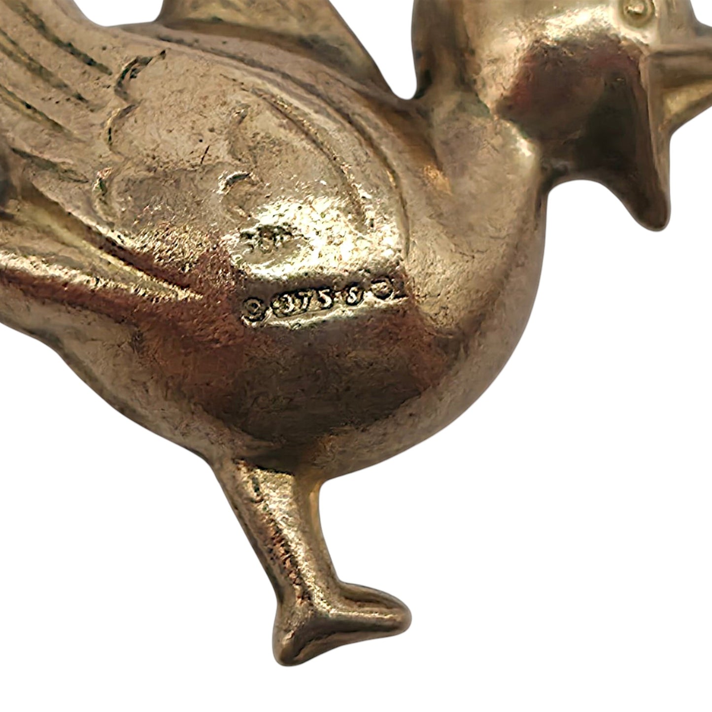 9ct 375 Yellow Gold Duckling Charm 1973 L 1.8 cm 1.5 g.
