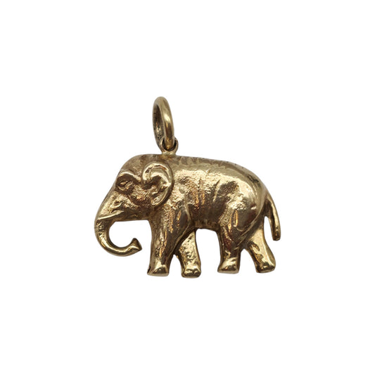9ct 375 Yellow Gold Elephant Charm 1972 L 1.8 cm 1.1 g.