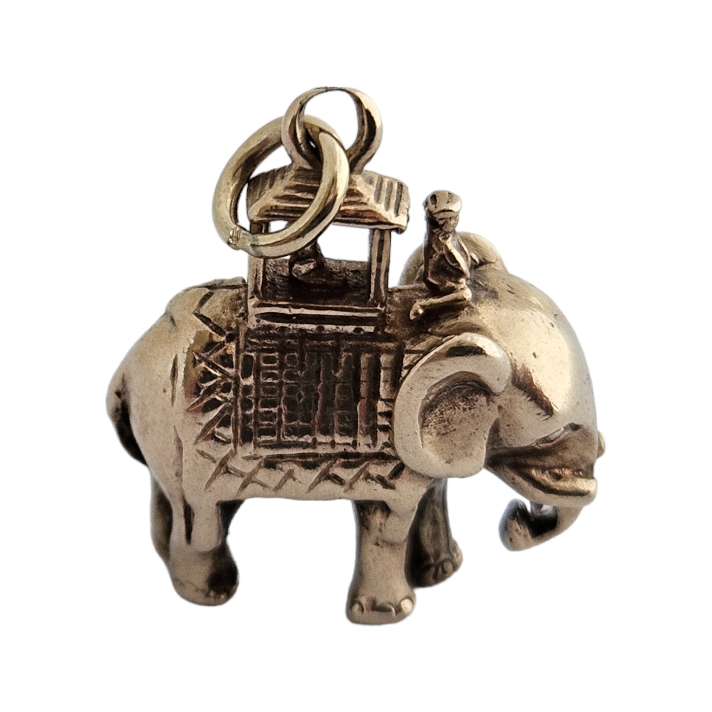 9ct 375 Cast Yellow Gold Elephant Charm 1970 L 1.5 cm 5.4 g