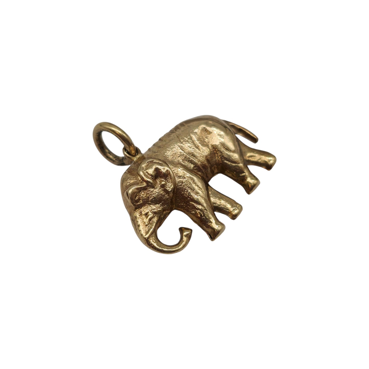 9ct 375 Yellow Gold Elephant Charm 1972 L 1.8 cm 1.1 g.