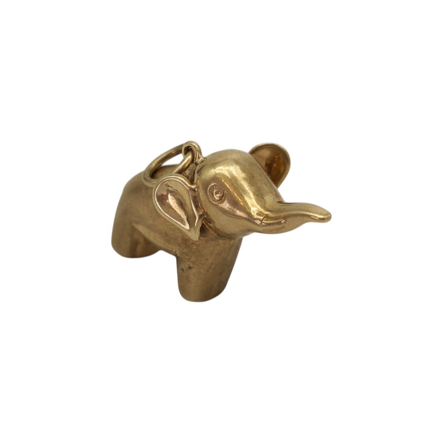 9ct 375 Yellow Gold Elephant Charm 1973 L 2.3 cm 1.5 g.