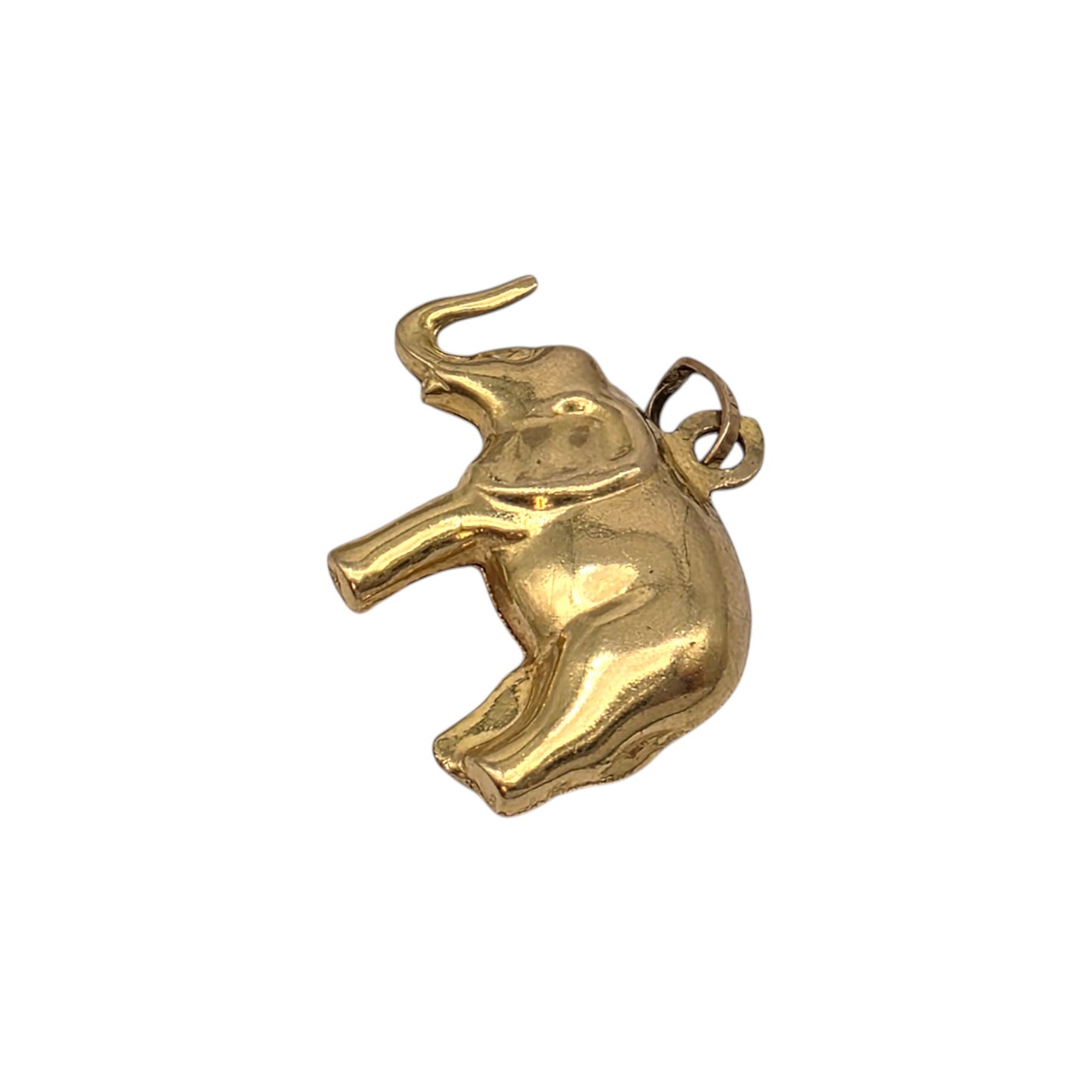 9ct 375 Yellow Gold Elephant Charm L 2.1 cm 0.9 g.