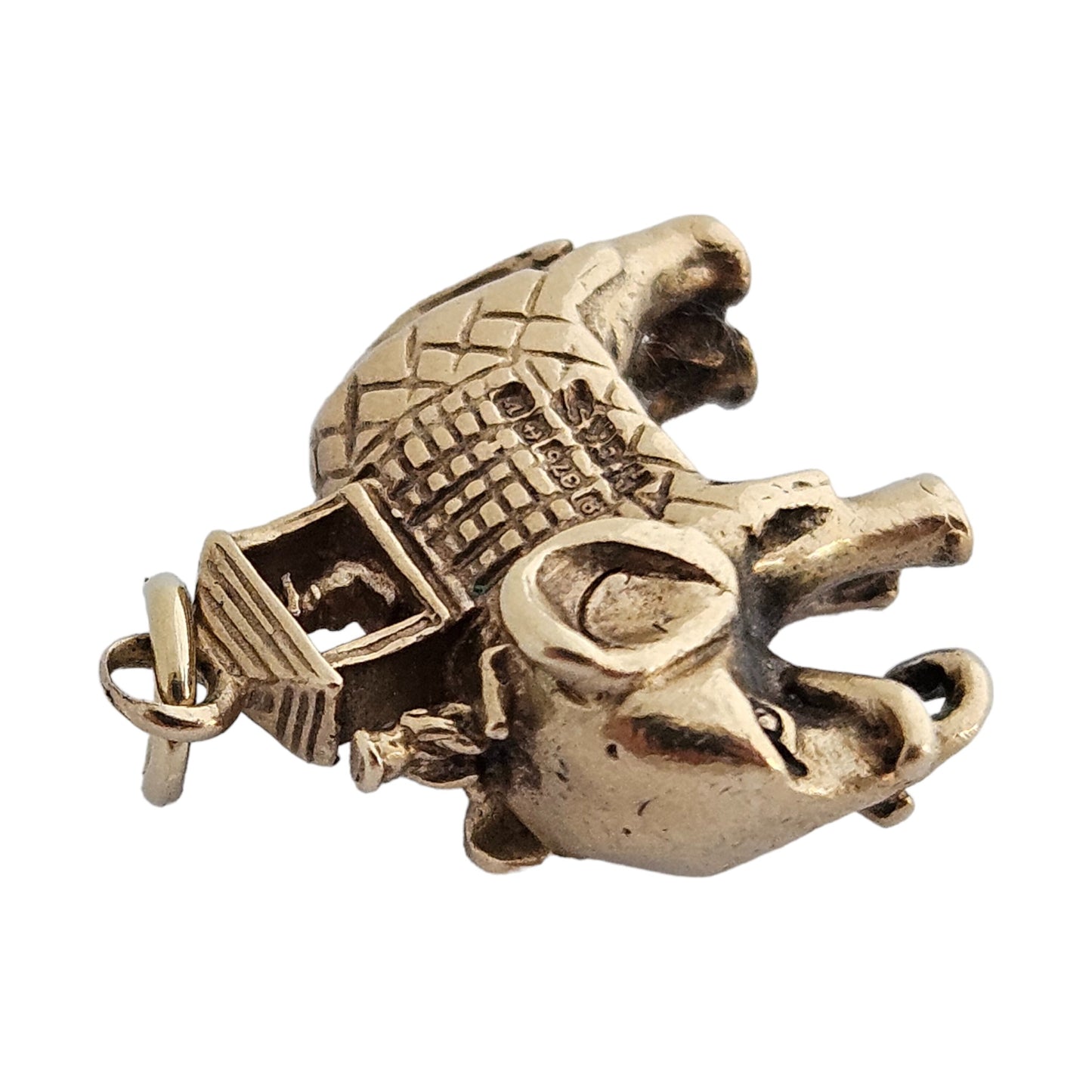 9ct 375 Cast Yellow Gold Elephant Charm 1970 L 1.5 cm 5.4 g