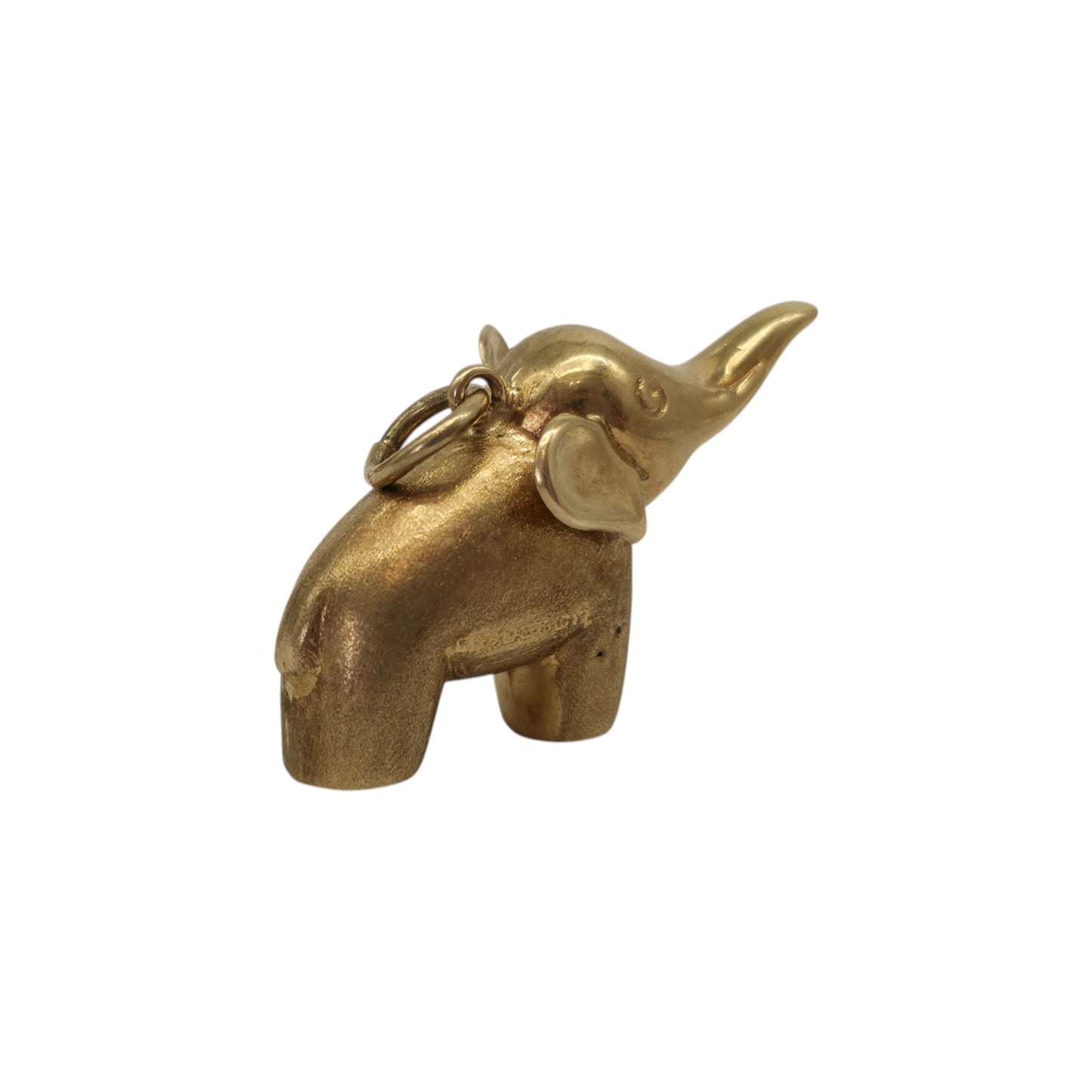 9ct 375 Yellow Gold Elephant Charm 1973 L 2.3 cm 1.5 g.