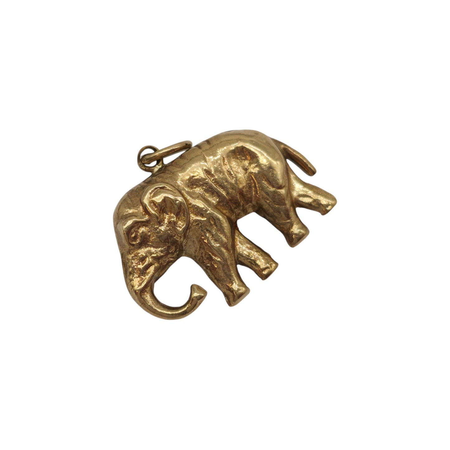 9ct 375 Yellow Gold Elephant Charm 1972 L 1.8 cm 1.1 g.