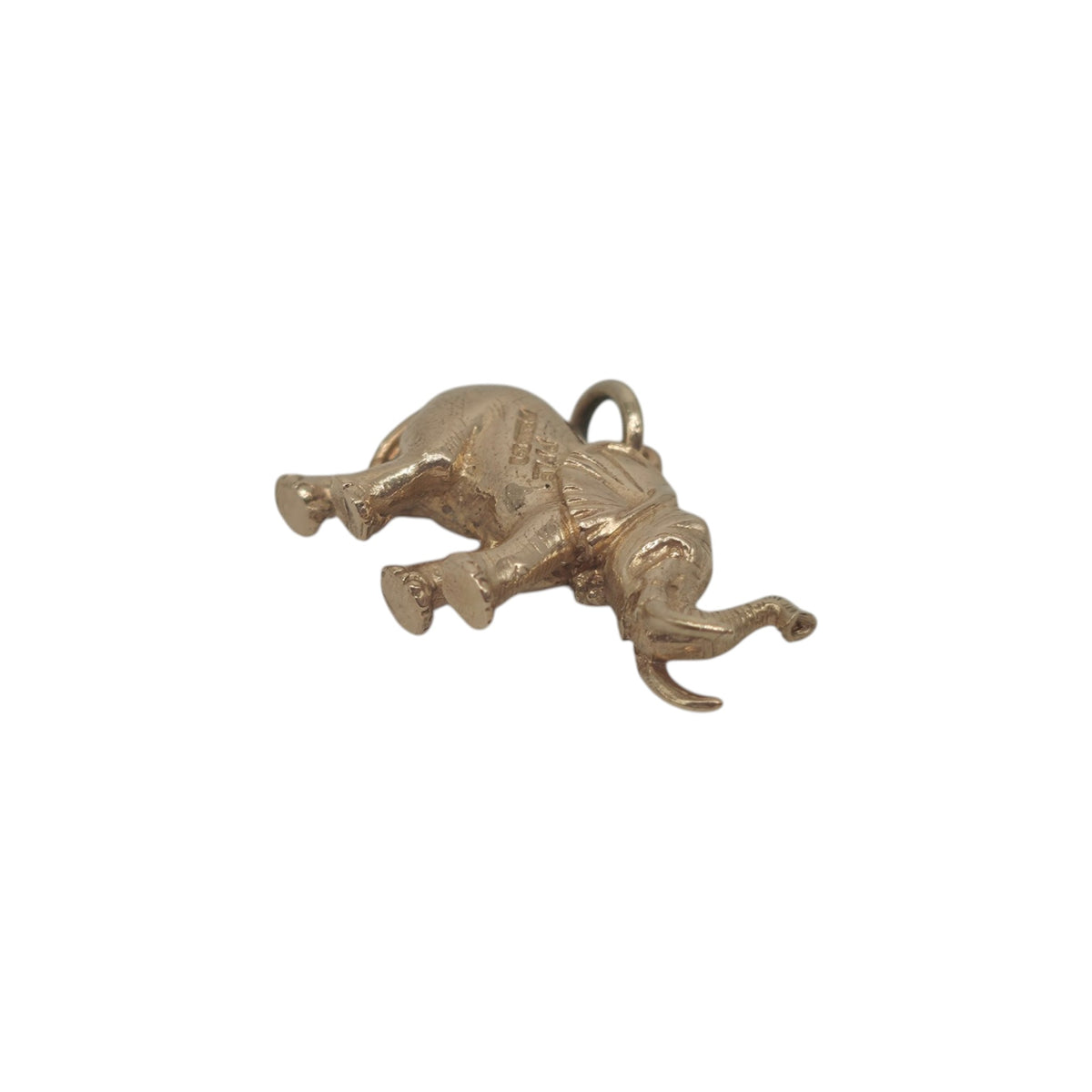 Heavy Cast 9ct 375 Yellow Gold Elephant Charm 1965 L 2.1 cm 5.0 g.