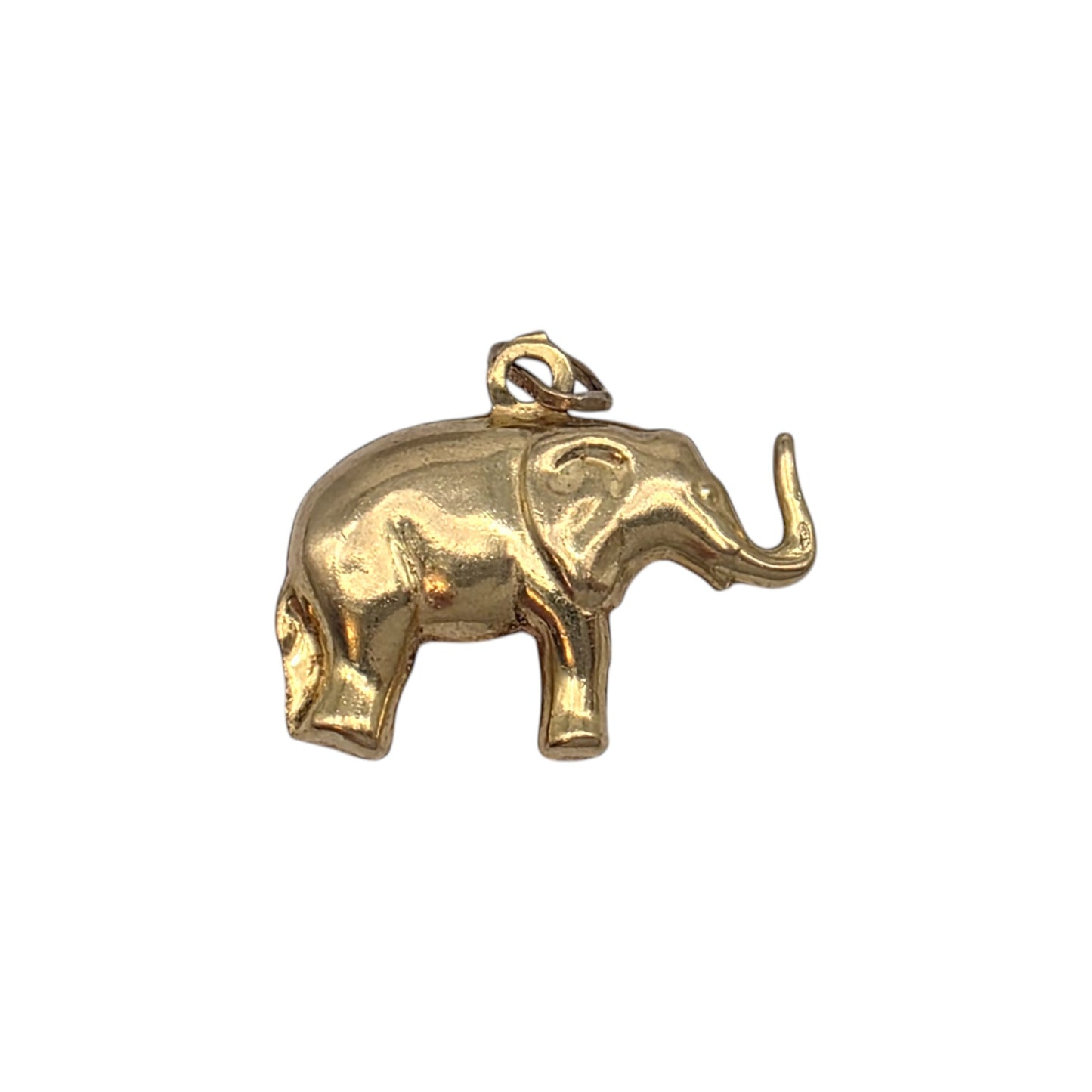9ct 375 Yellow Gold Elephant Charm L 2.1 cm 0.9 g.