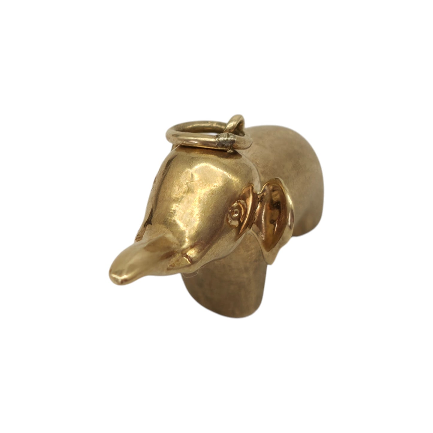 9ct 375 Yellow Gold Elephant Charm 1973 L 2.3 cm 1.5 g.