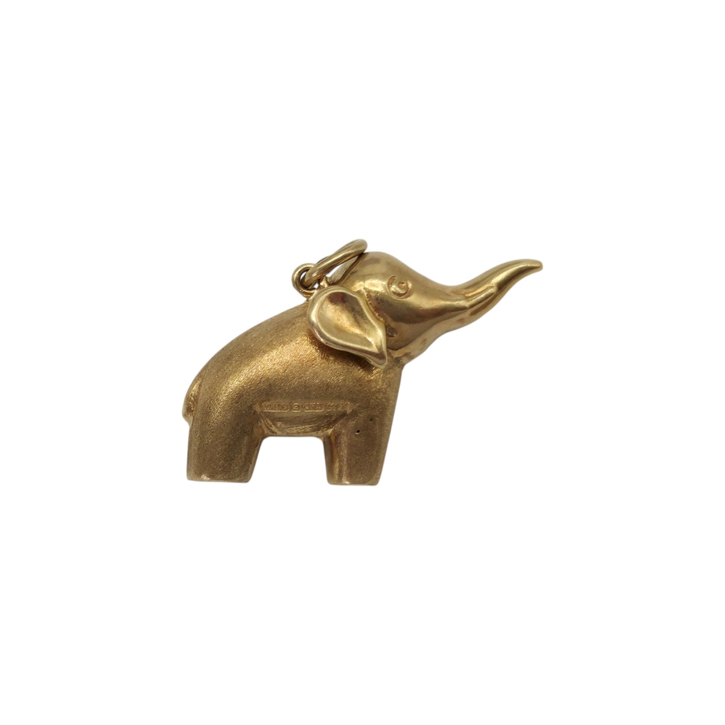 9ct 375 Yellow Gold Elephant Charm 1973 L 2.3 cm 1.5 g.