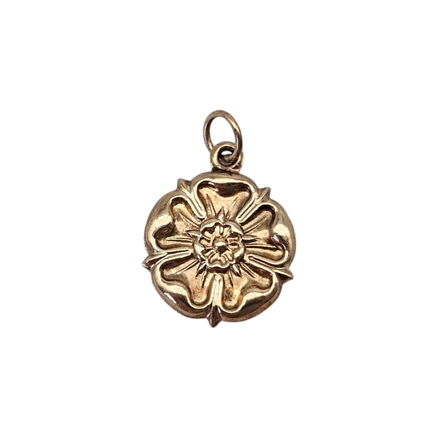 9ct 375 Yellow Gold English Rose Charm 1966 L 1.3 cm 0.7 g.