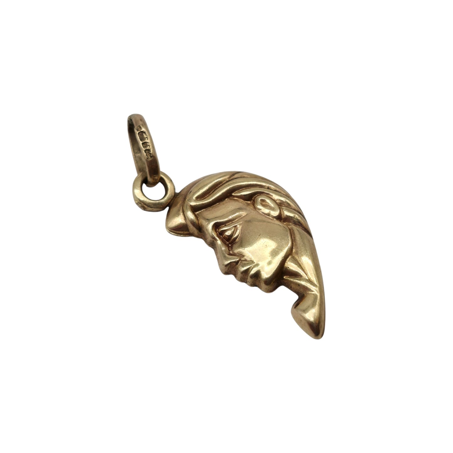 9ct 375 Yellow Gold Face Charm L 1.8 cm 0.9 g.