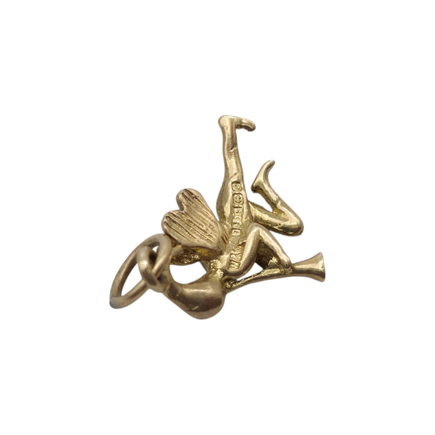 9ct 375 Yellow Gold Fairy Pixie Charm 1963 L 1.3 cm 1.0 g.