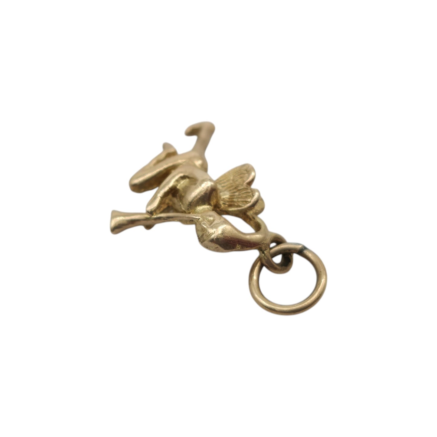 9ct 375 Yellow Gold Fairy Pixie Charm 1963 L 1.3 cm 1.0 g.