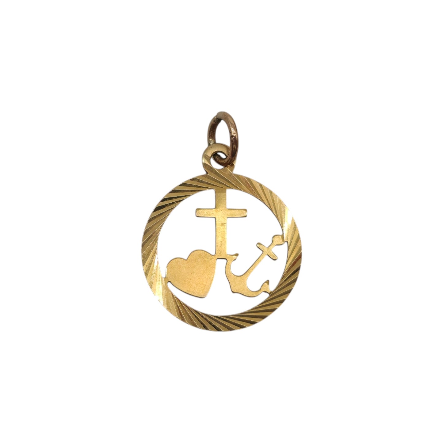 Georg Jensen 9ct 375 Yellow Gold Faith, Hope & Charity Charm 1971 L 1.5 cm 0.6 g.