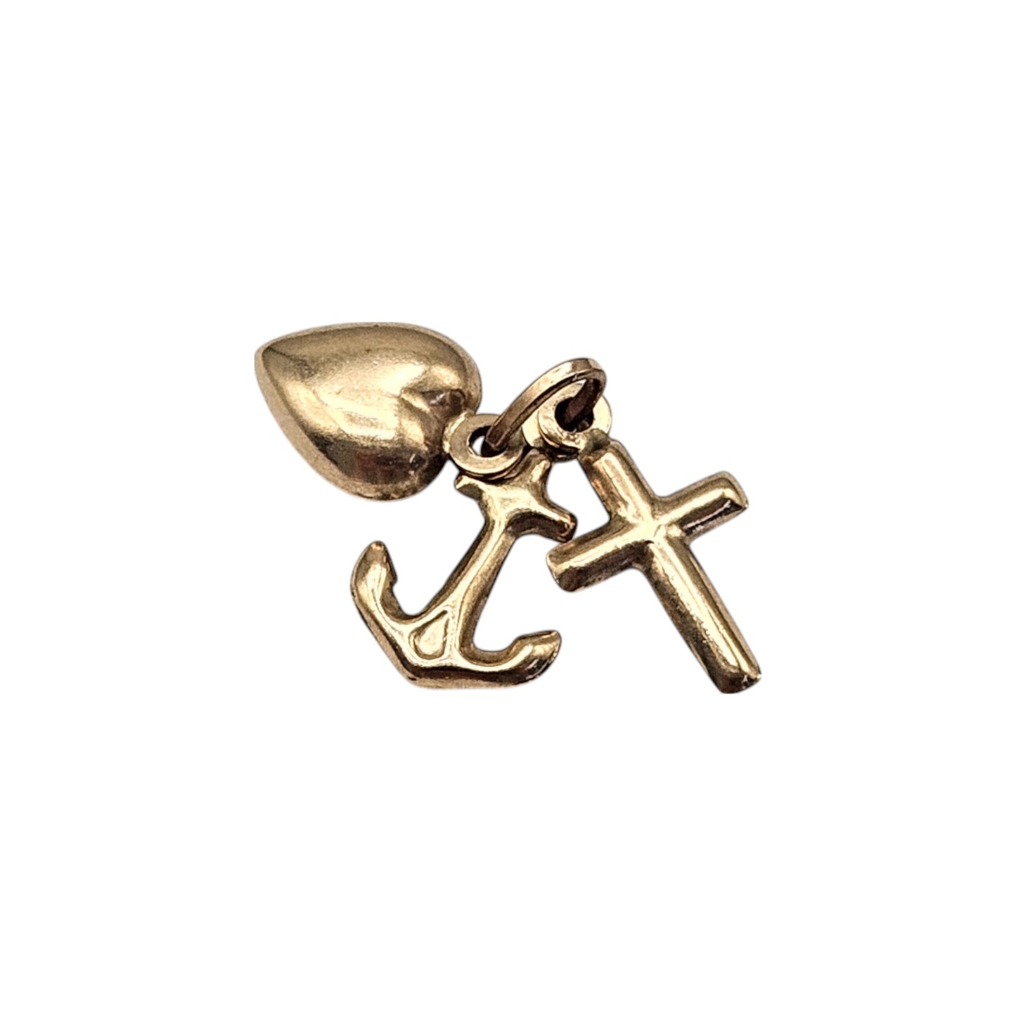 9ct 375 Yellow Gold Faith, Hope & Charity Charm L 1.1 cm 0.7 g.