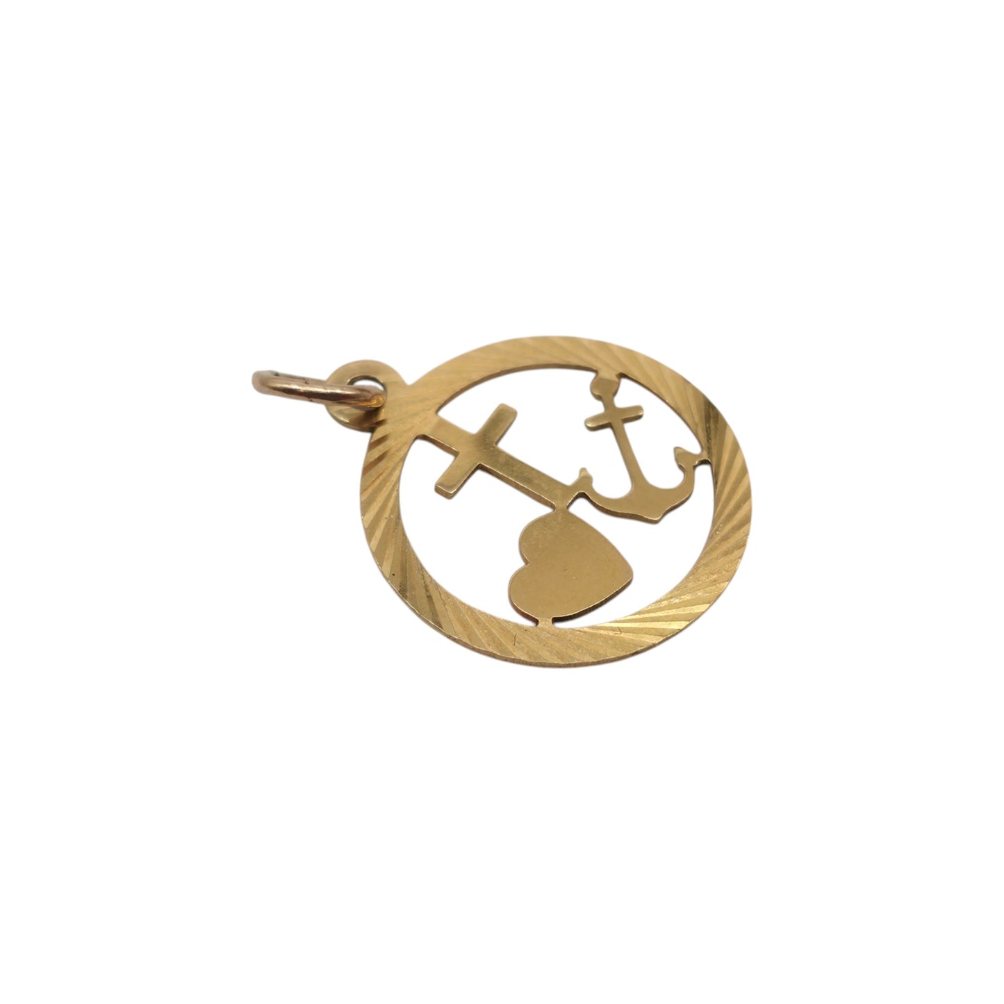 Georg Jensen 9ct 375 Yellow Gold Faith, Hope & Charity Charm 1971 L 1.5 cm 0.6 g.