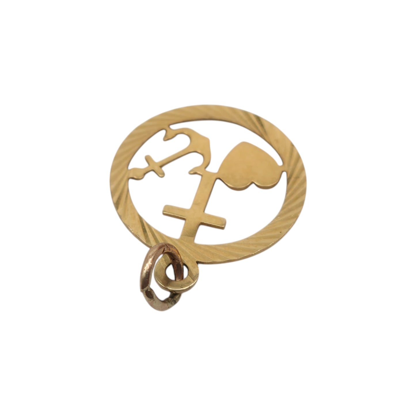 Georg Jensen 9ct 375 Yellow Gold Faith, Hope & Charity Charm 1971 L 1.5 cm 0.6 g.