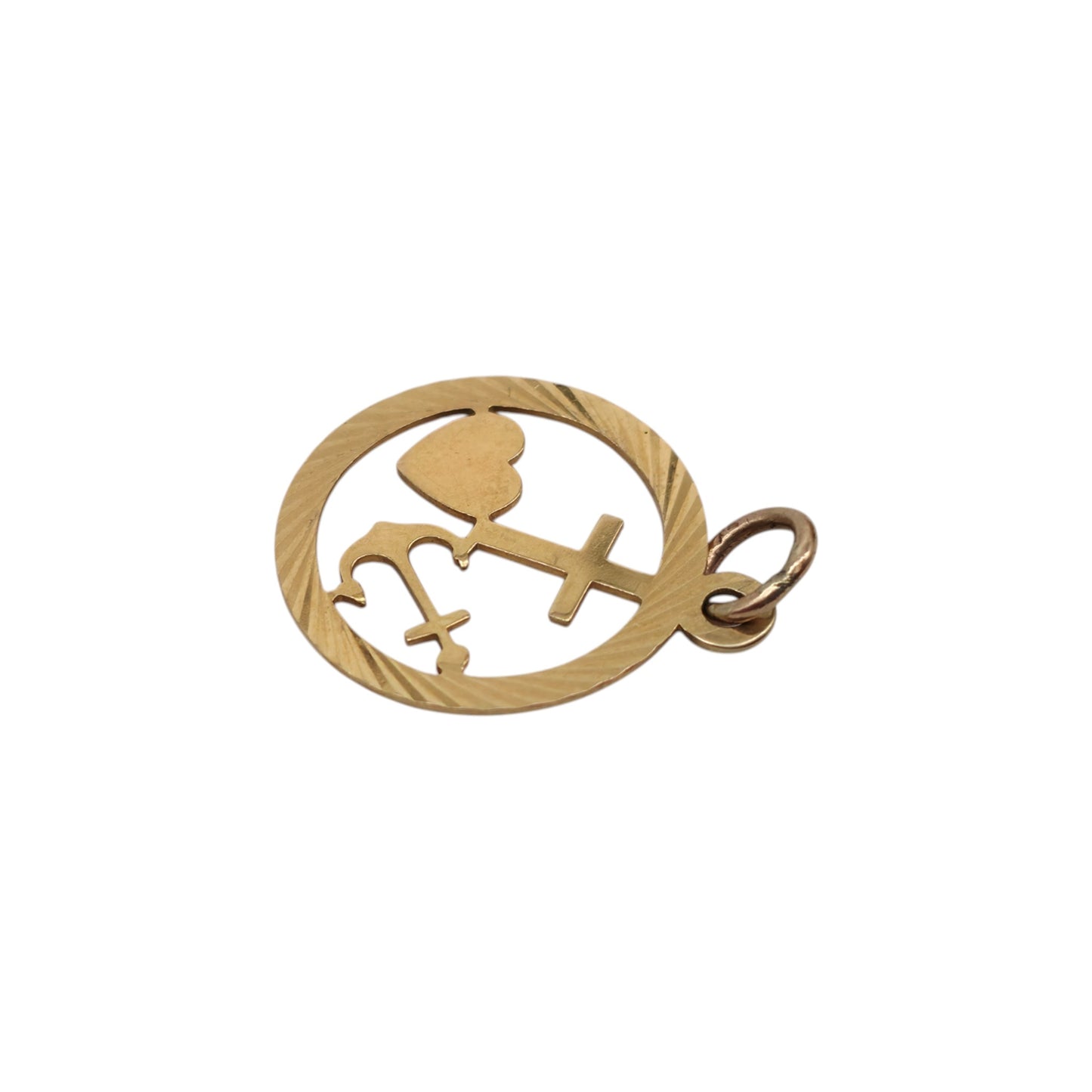 Georg Jensen 9ct 375 Yellow Gold Faith, Hope & Charity Charm 1971 L 1.5 cm 0.6 g.