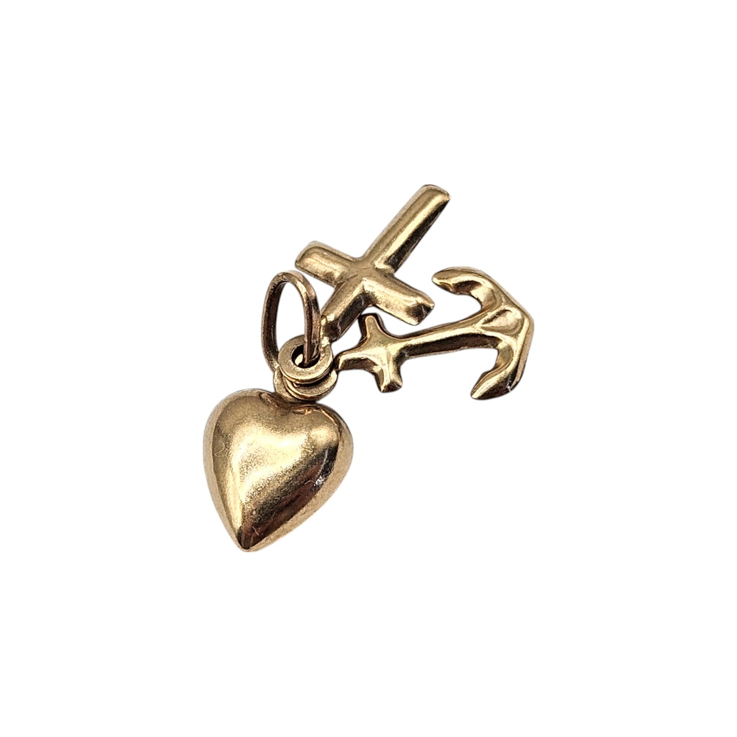 9ct 375 Yellow Gold Faith, Hope & Charity Charm L 1.1 cm 0.7 g.