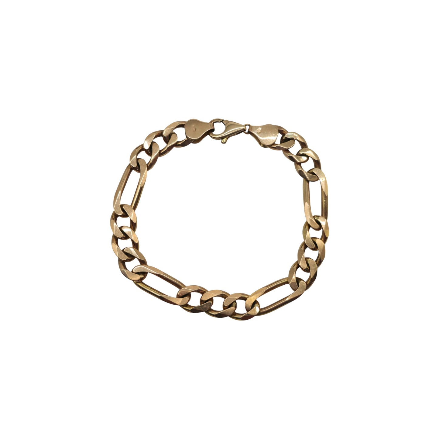 a pre-owned chunky 9ct gold Figaro Link Bracelet with Lobster Clasp and solid links