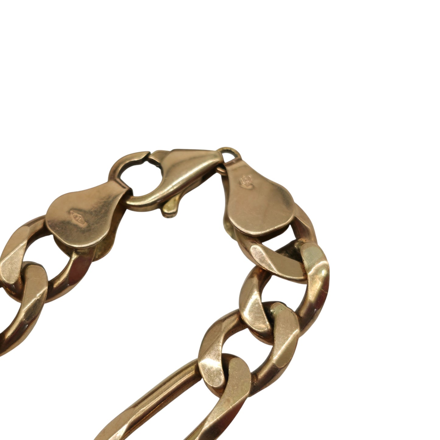 Chunky 9ct 375 Yellow Gold Figaro Bracelet c.1995 L 22.7 cm 27.1 g.