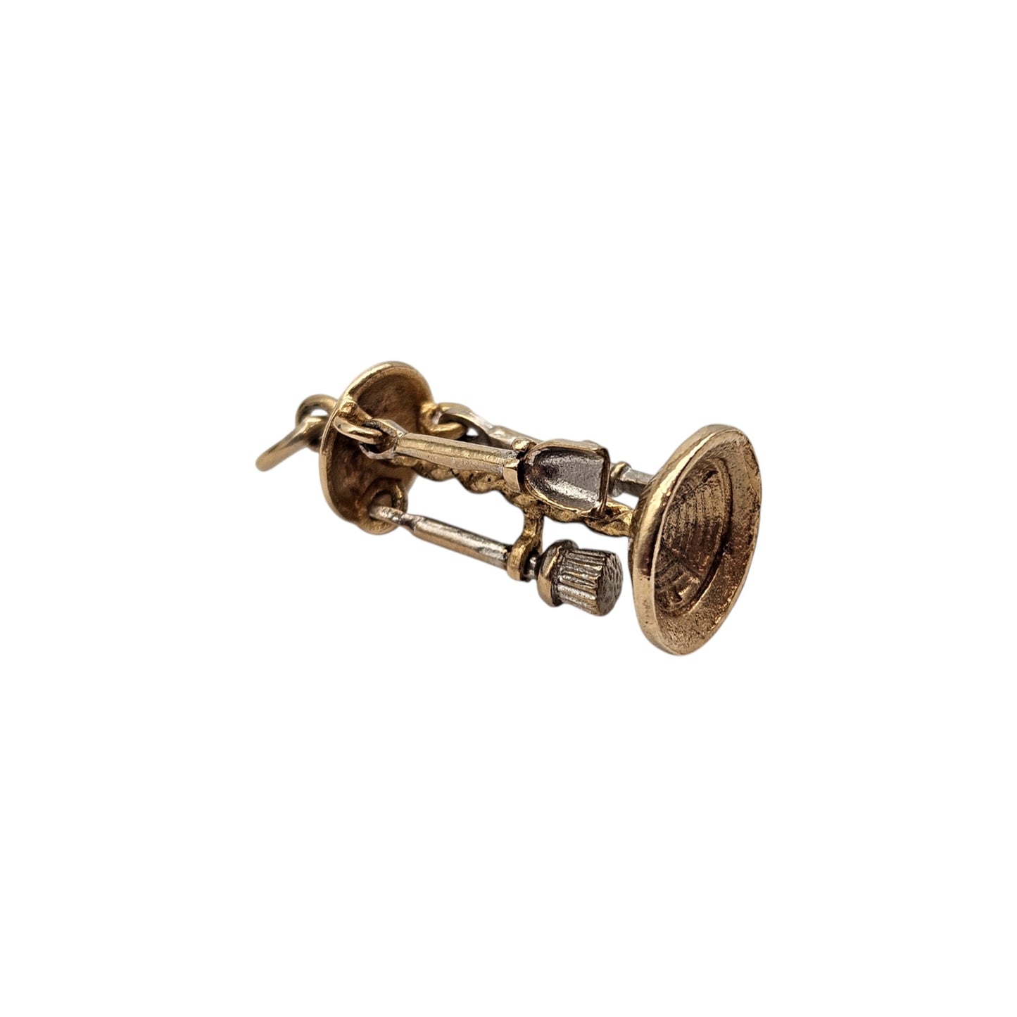 Rare 9ct 375 Yellow Gold Fireplace Tools Charm 1964 L 1.8 cm 2.0 g.