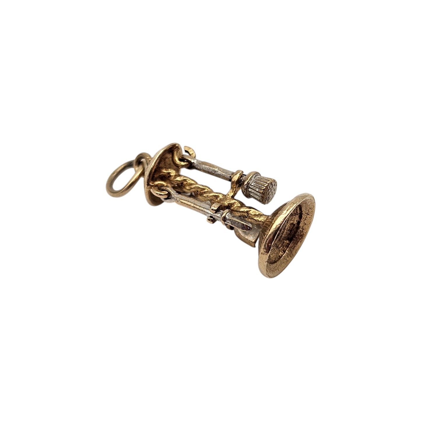 Rare 9ct 375 Yellow Gold Fireplace Tools Charm 1964 L 1.8 cm 2.0 g.