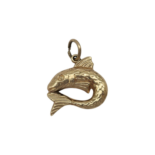 Chester 9ct 375 Yellow Gold Fish Charm 1960 L 1.5 cm 0.7 g.