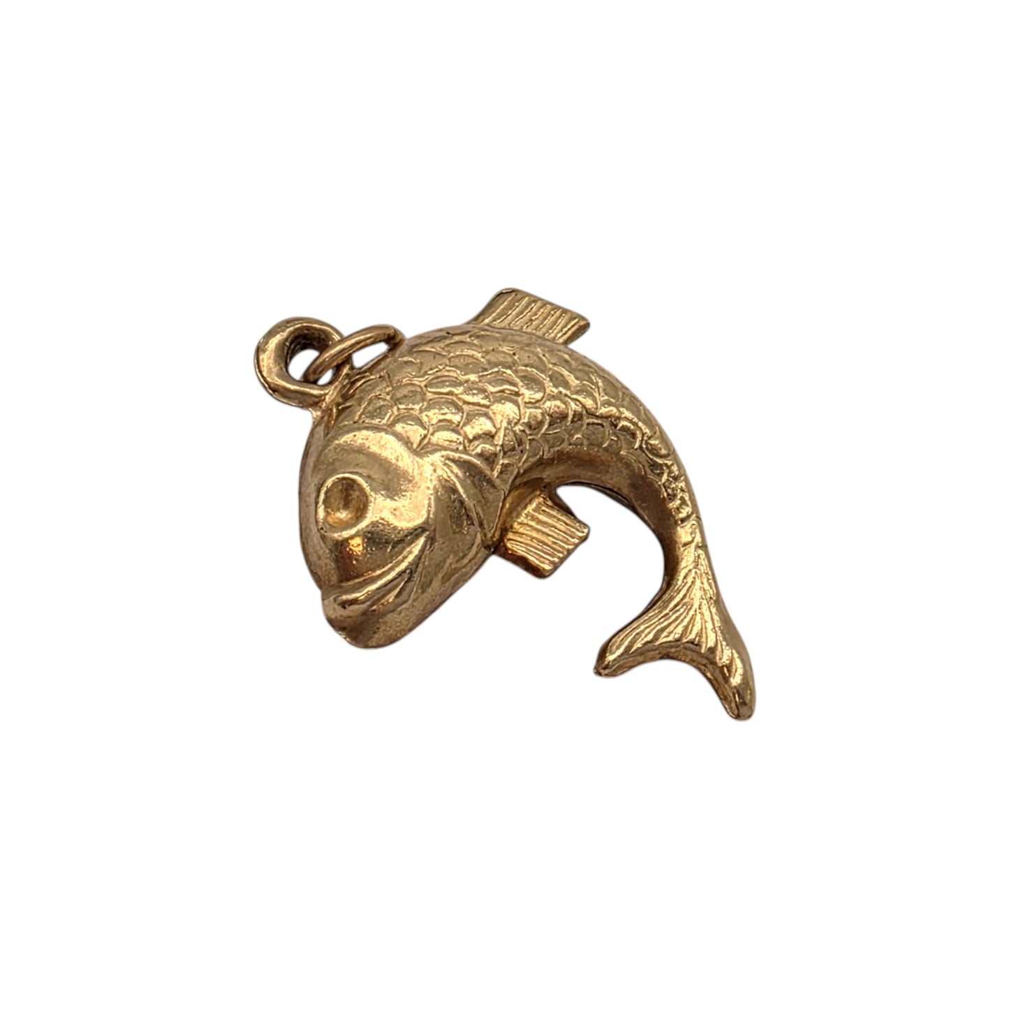 9ct Yellow Gold Fish Charm c.1970's L 1.8 cm 1.0 g.
