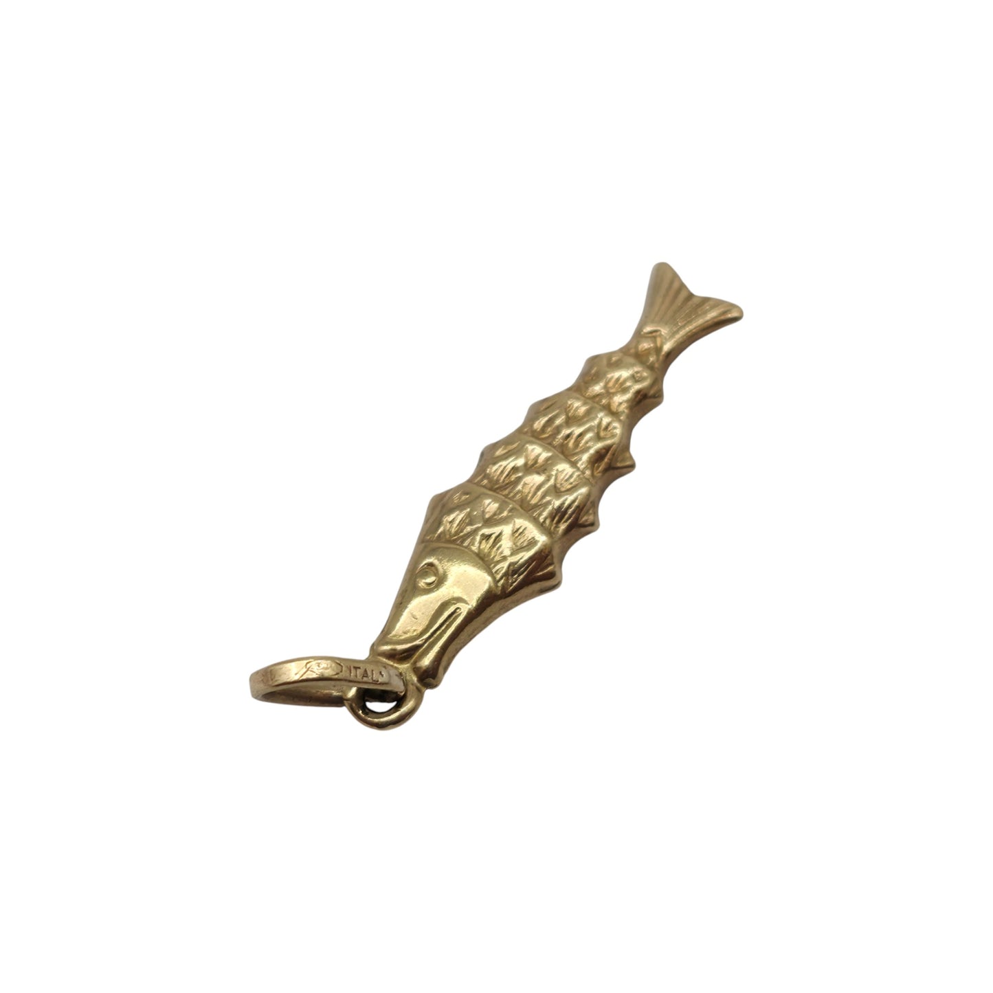 9ct 375 Yellow Gold Fish Charm L 2.4 cm 0.9 g.