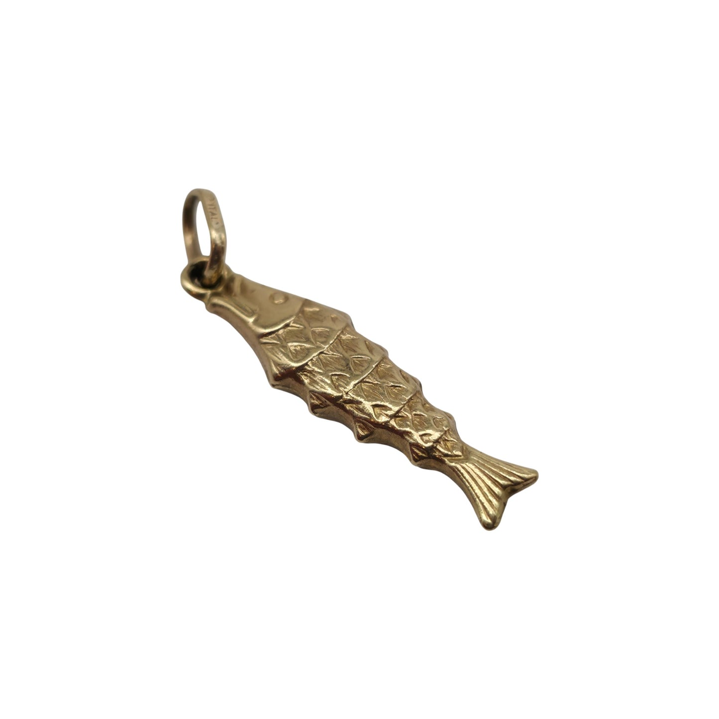 9ct 375 Yellow Gold Fish Charm L 2.4 cm 0.9 g.