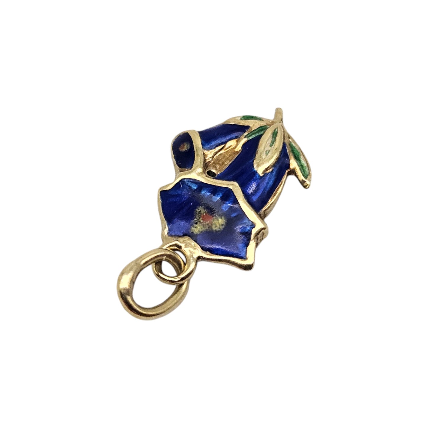 9ct Yellow Gold & Enamel Flower Charm c.1950's L 1.0 cm 0.3 g.