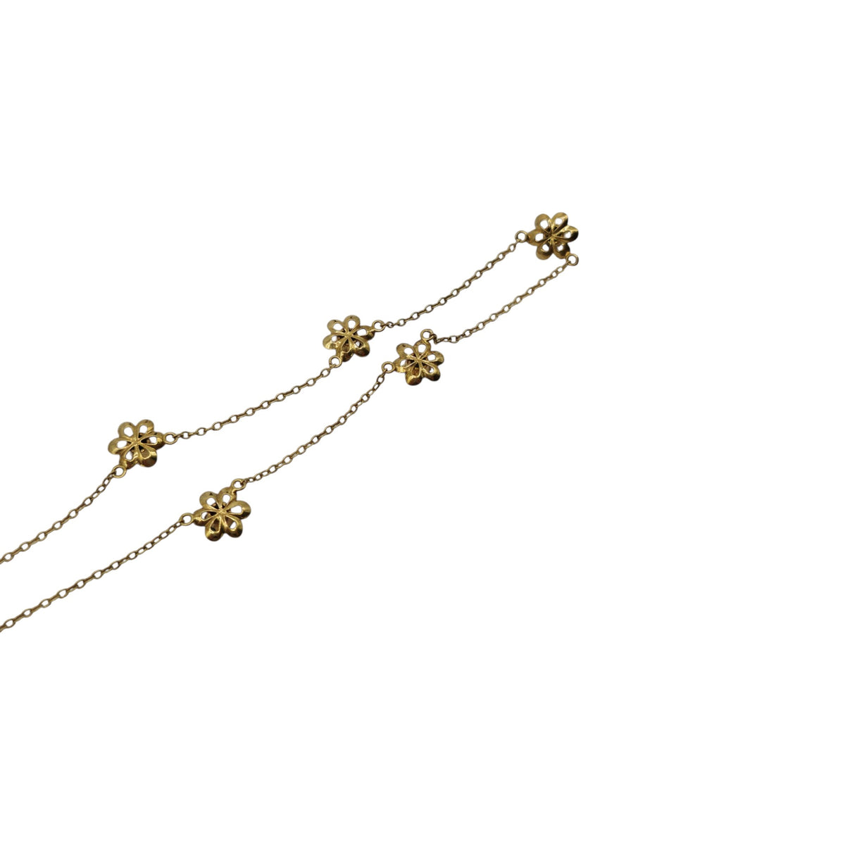 9ct 375 Yellow Gold Sapphire Flower Necklace 1978 L 46.1 cm 4.6 g.