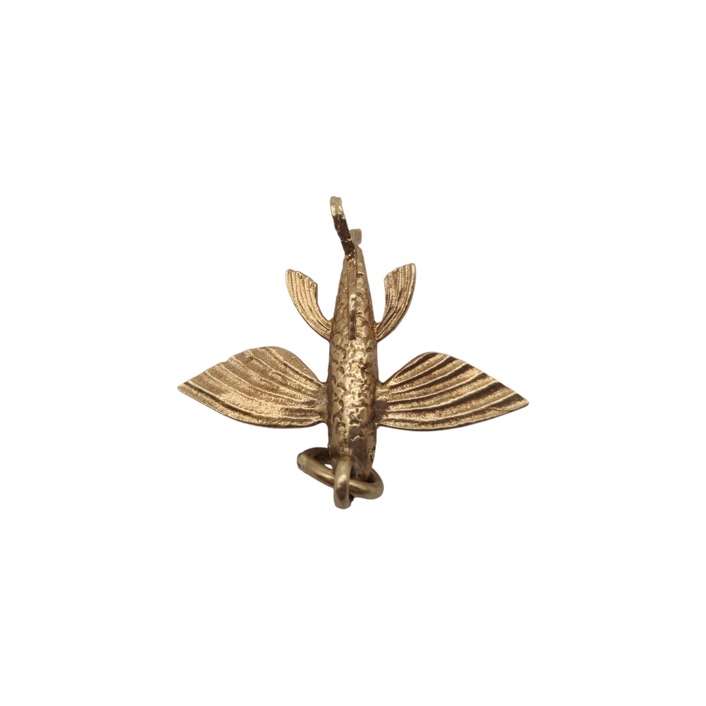 9ct 375 Yellow Gold Flying Fish Charm 1972 L 1.6 cm 1.3 g.