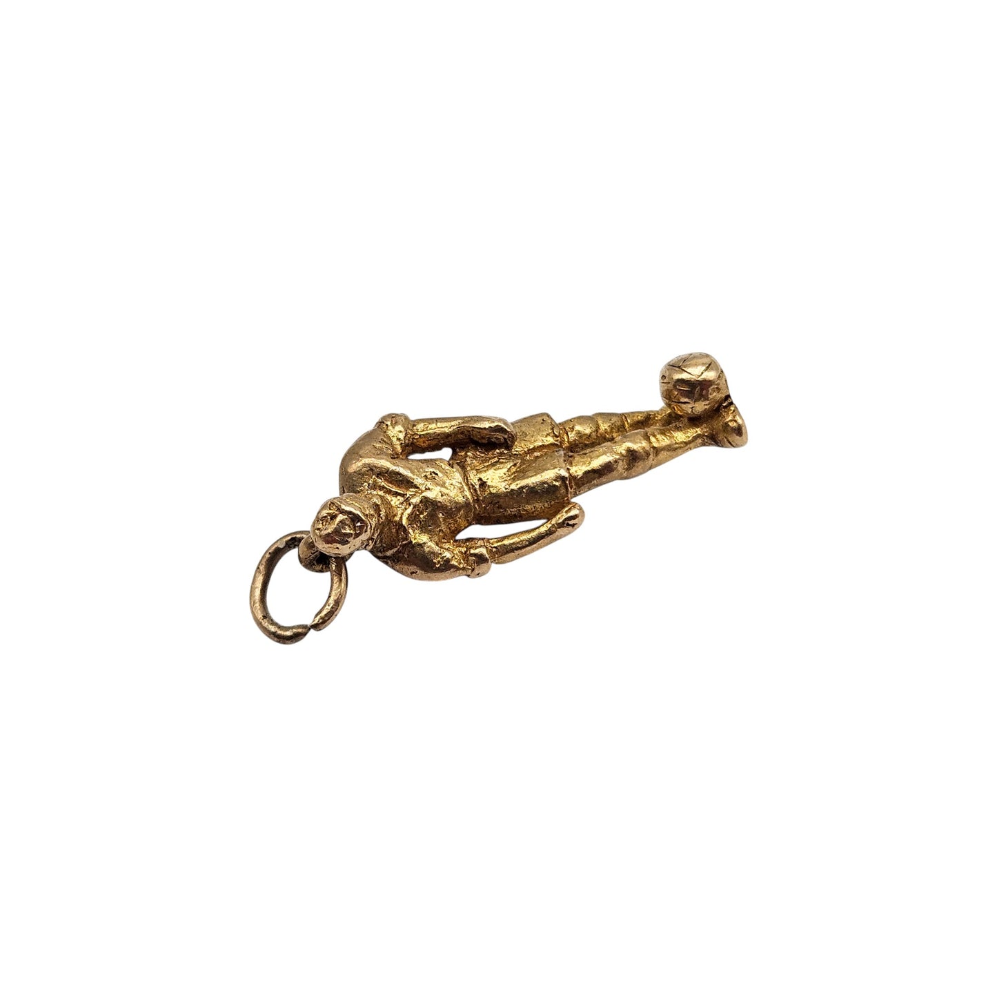 9ct 375 Yellow Gold Football Player Charm 1963 L 2.1 cm 3.4 g.