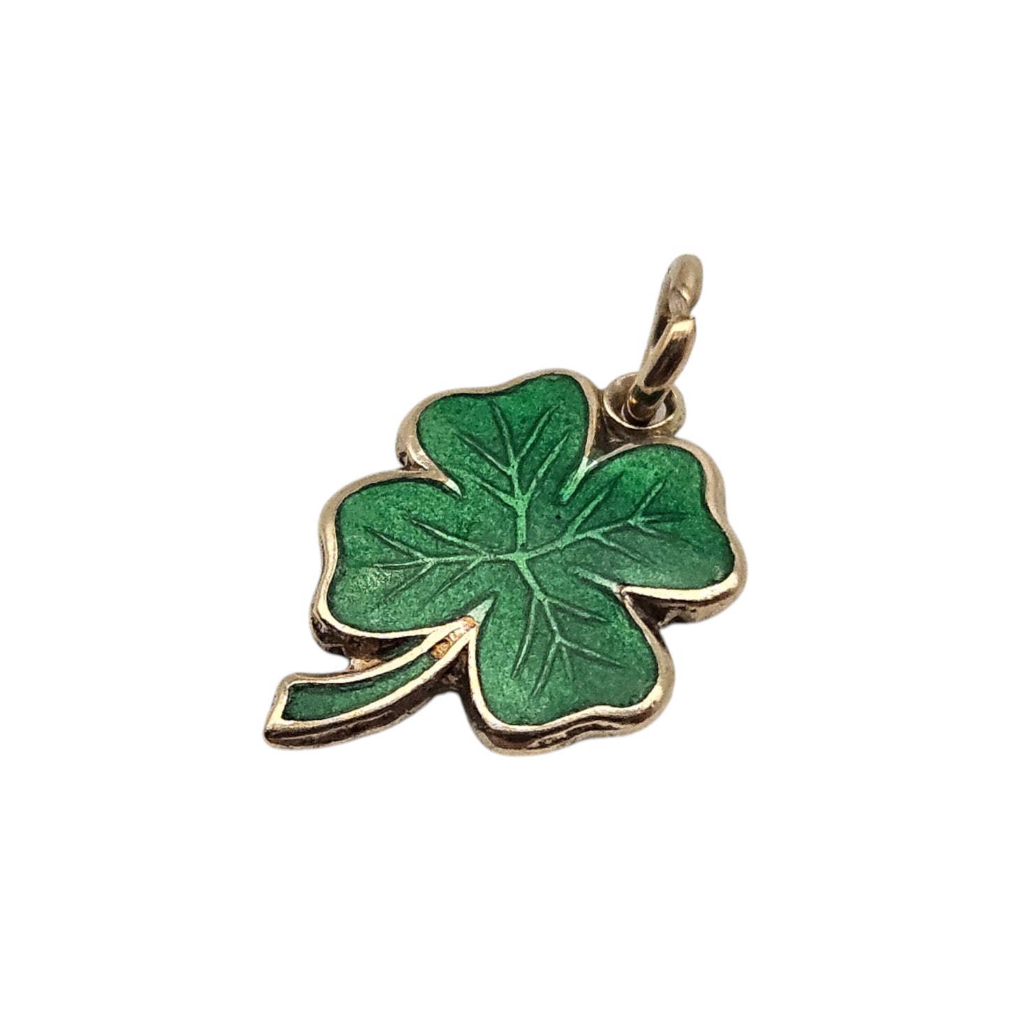 9ct Yellow Gold & Enamel Four Leaf Clover Charm c.1950's L 1.2 cm 1.0 g.