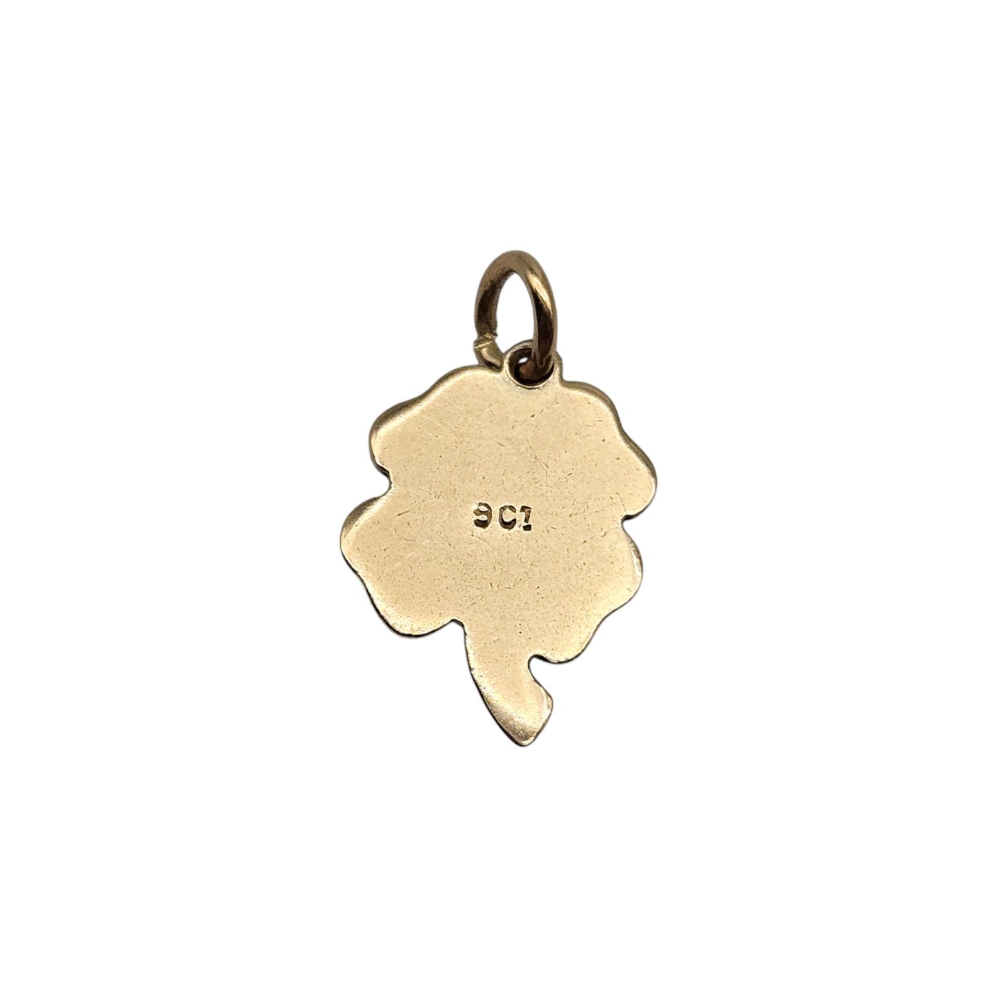 9ct Yellow Gold & Enamel Four Leaf Clover Charm c.1950's L 1.2 cm 1.0 g.