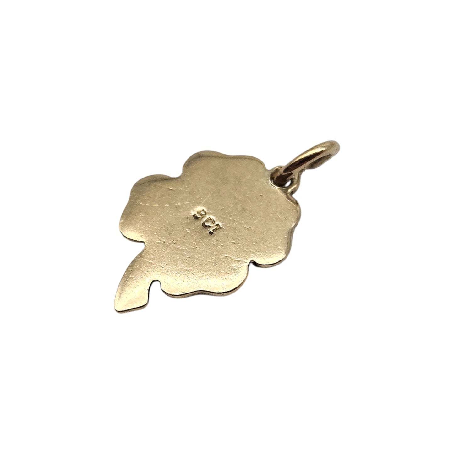9ct Yellow Gold & Enamel Four Leaf Clover Charm c.1950's L 1.2 cm 1.0 g.