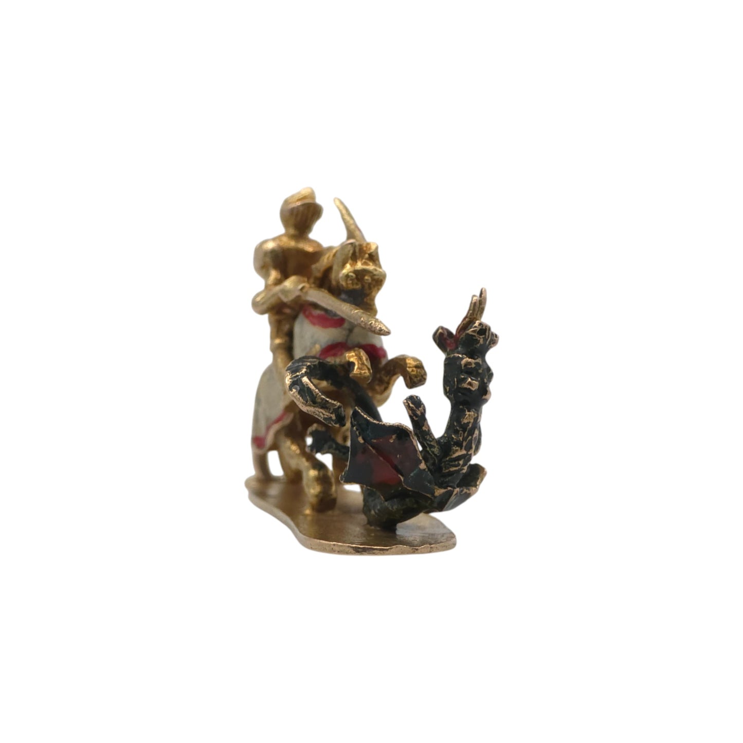 Georg Jensen 9ct 375 Yellow Gold & Enamel Saint George & Dragon Charm 1957 L 2.1 cm 4.6 g.