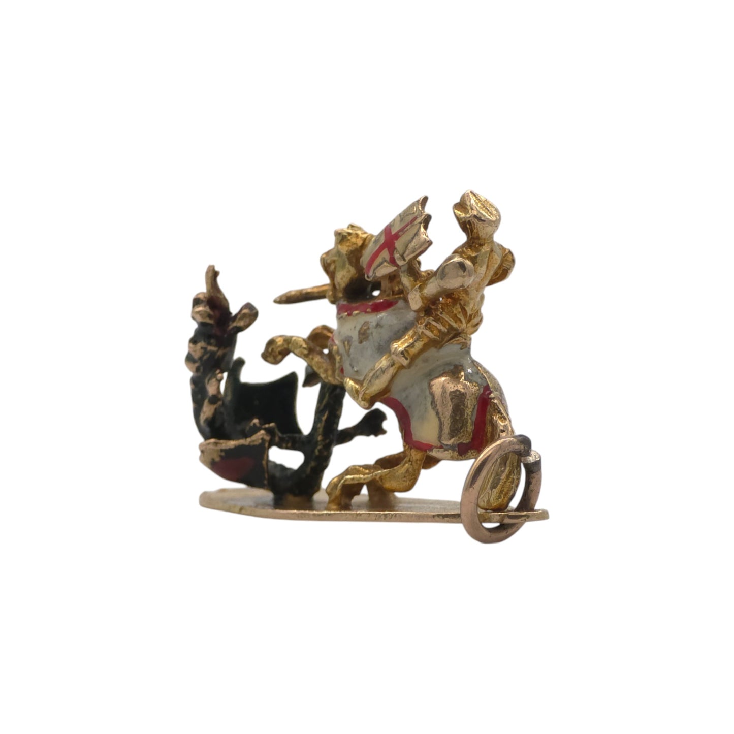 Georg Jensen 9ct 375 Yellow Gold & Enamel Saint George & Dragon Charm 1957 L 2.1 cm 4.6 g.