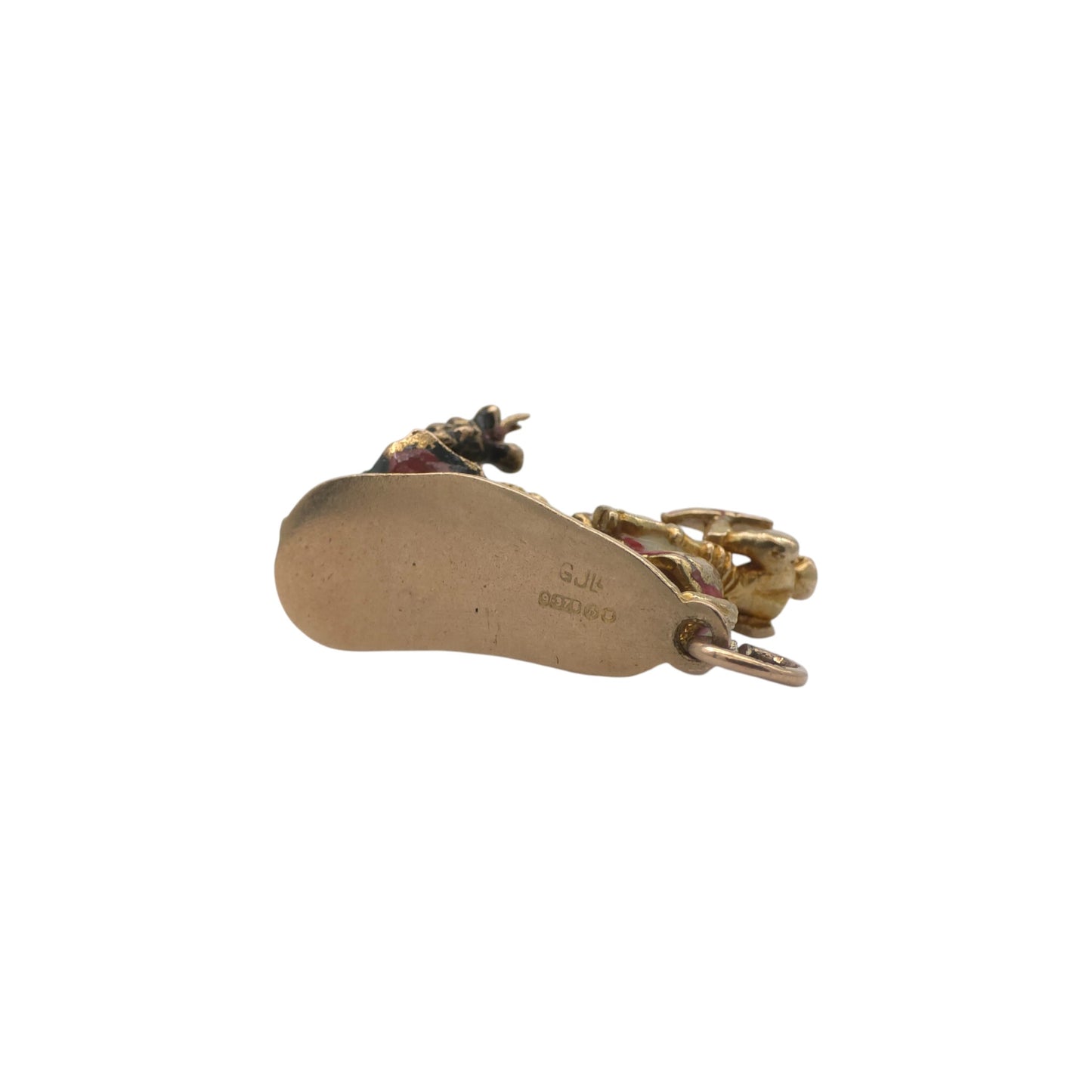 Georg Jensen 9ct 375 Yellow Gold & Enamel Saint George & Dragon Charm 1957 L 2.1 cm 4.6 g.