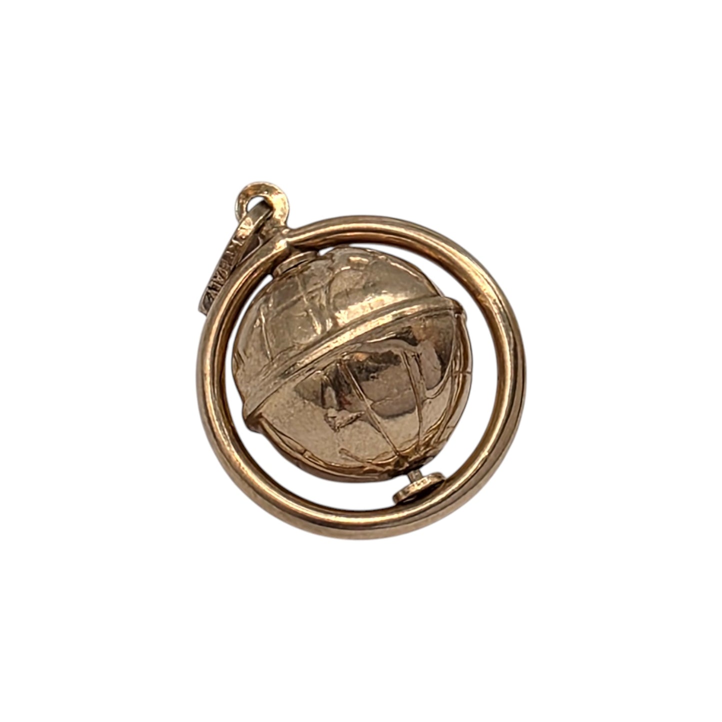 9ct 375 Yellow Gold Spinning Globe Charm L 1.6 cm 2.1 g.