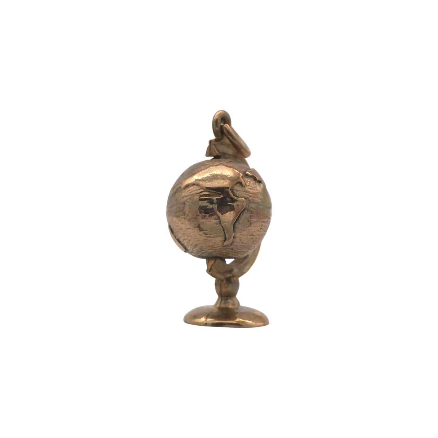 9ct 375 Yellow Gold Spinning Globe Charm 1976 L 1.8 cm 3.0 g.