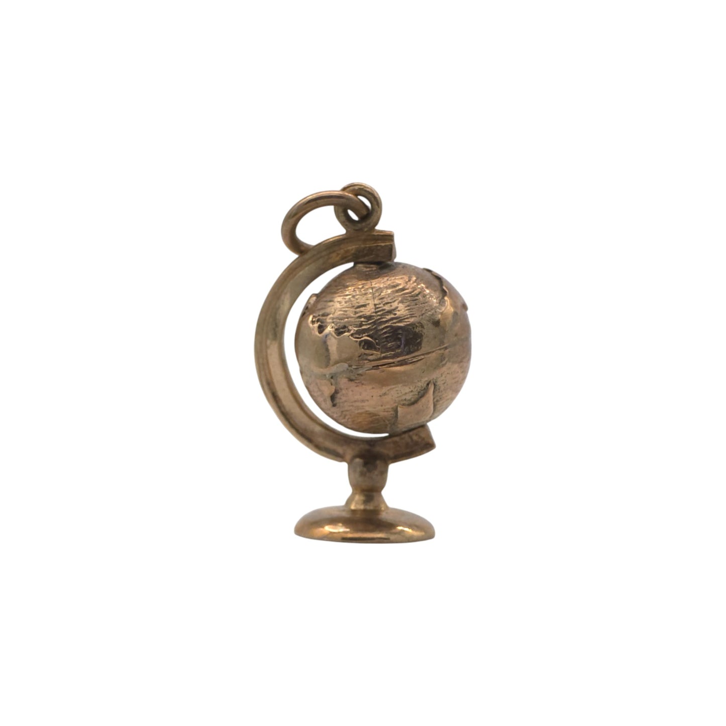 9ct 375 Yellow Gold Spinning Globe Charm 1976 L 1.8 cm 3.0 g.