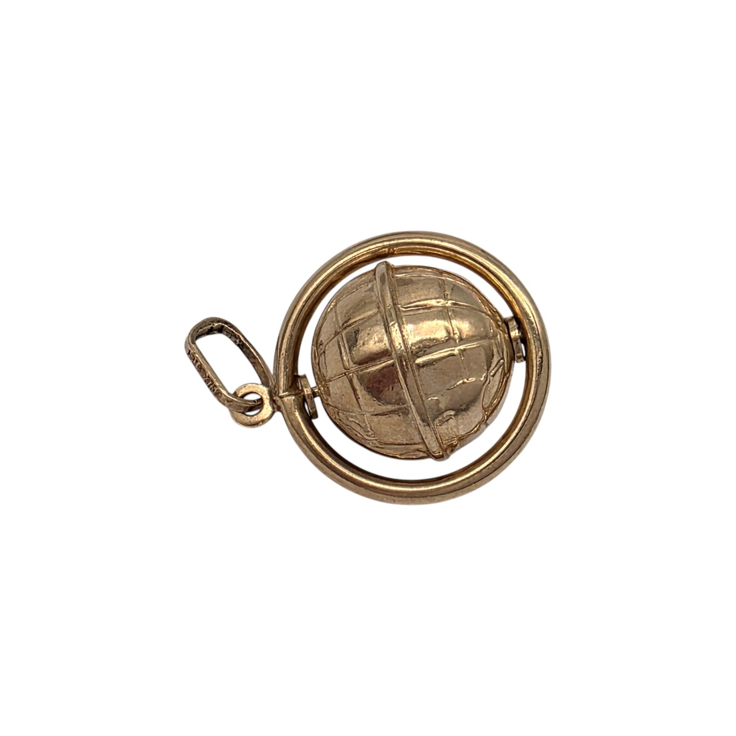 9ct 375 Yellow Gold Spinning Globe Charm L 1.6 cm 2.1 g.