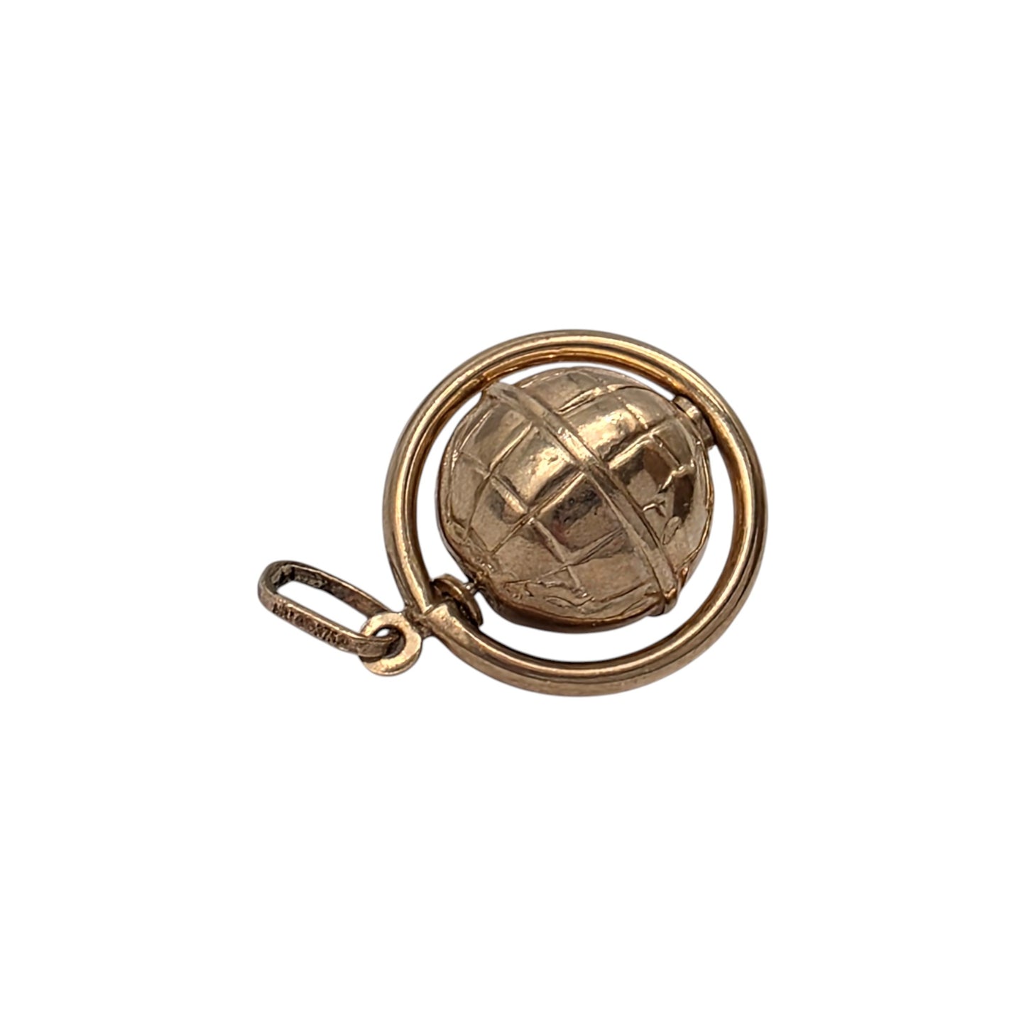 9ct 375 Yellow Gold Spinning Globe Charm L 1.6 cm 2.1 g.